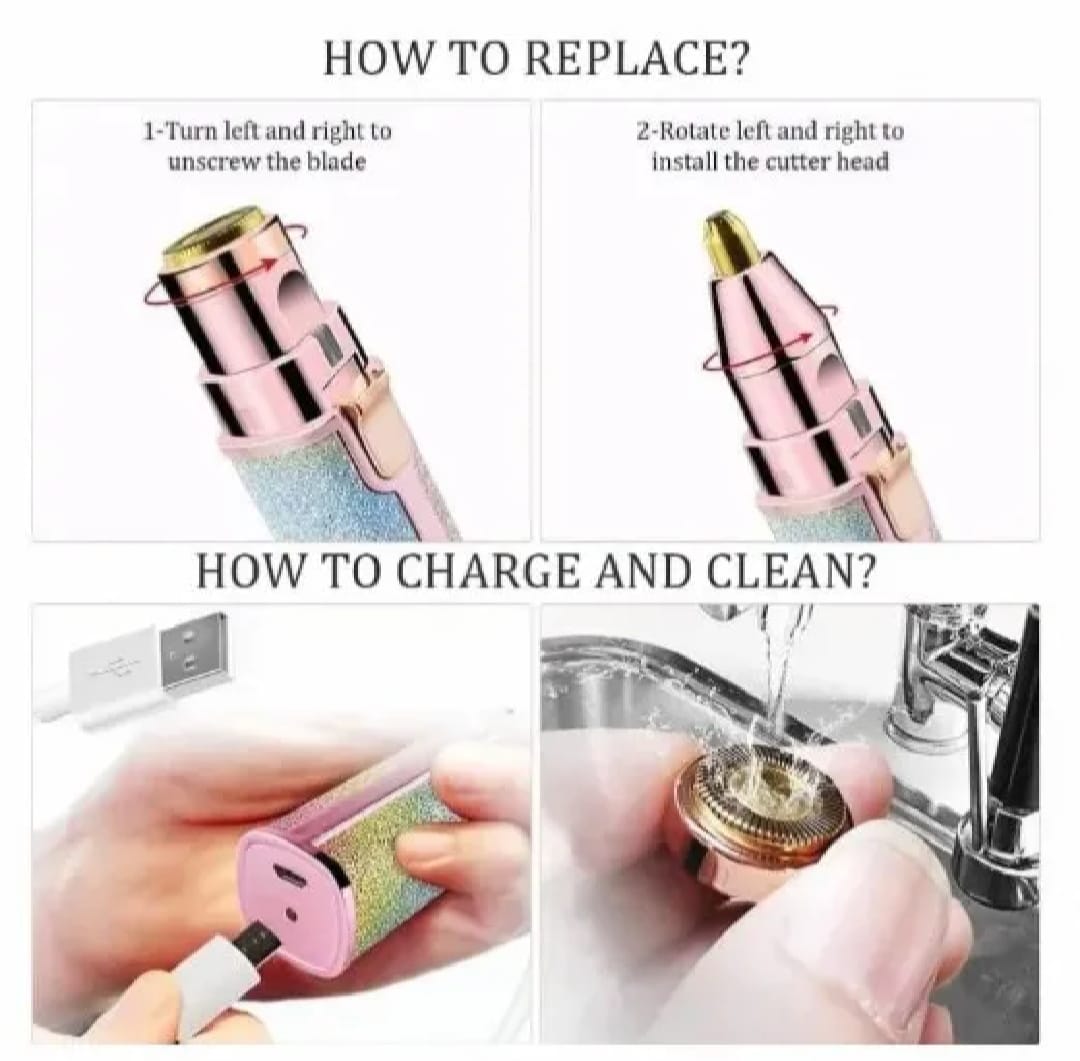 β¨ 2-in-1 Muti Fuction Electric Ladies Shaver & Eyebrow Trimmer β USB Rechargeable Hair Remover