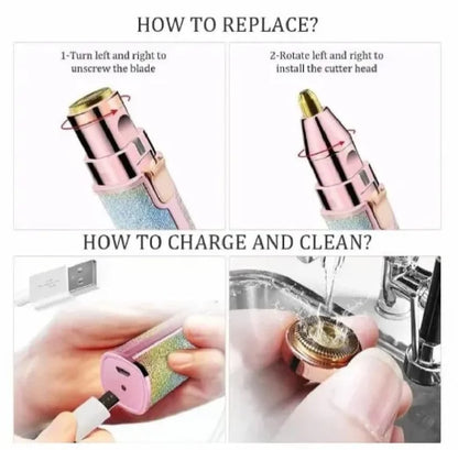 ✨ 2-in-1 Muti Fuction  Electric Ladies Shaver & Eyebrow Trimmer – USB Rechargeable Hair Remover