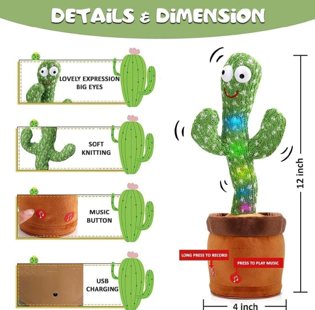 Dancing Cactus Talking Toy – Singing, Dancing, and Talking Cactus