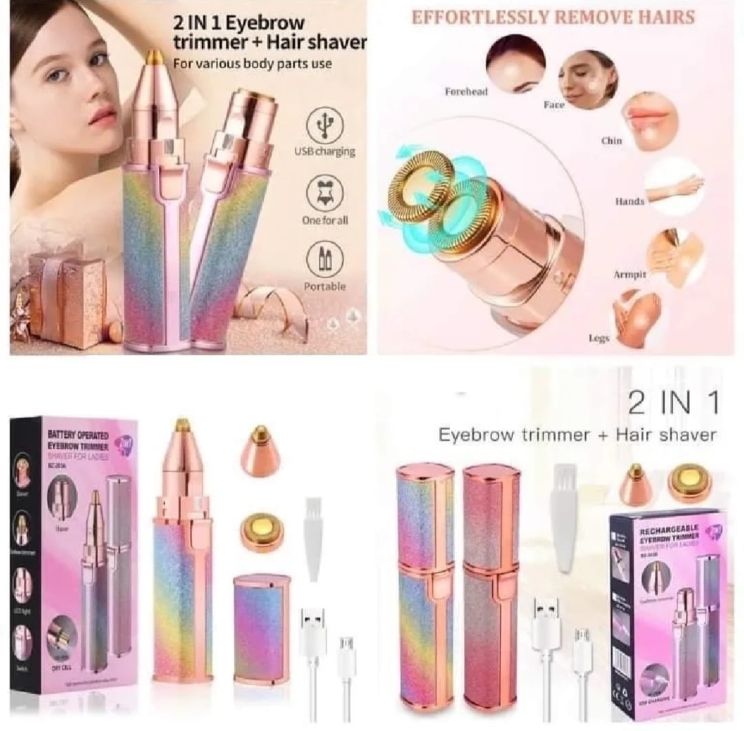 ✨ 2-in-1 Muti Fuction  Electric Ladies Shaver & Eyebrow Trimmer – USB Rechargeable Hair Remover